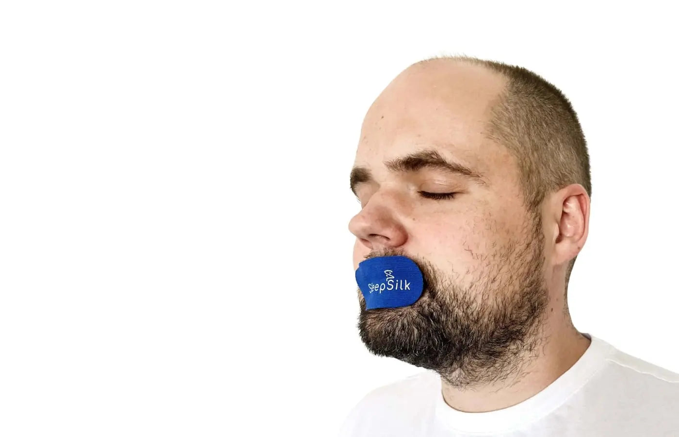 How to Apply Mouth Tape – Man Wearing SleepSilk Mouth Tape for Better Nasal Breathing